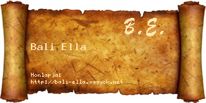 Bali Ella névjegykártya